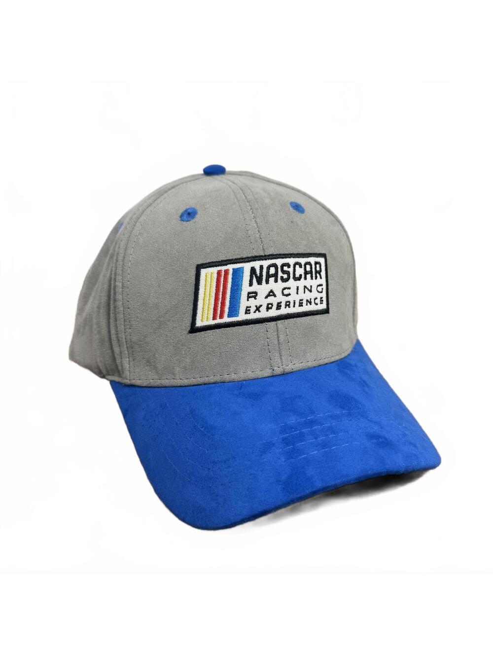 NASCAR Racing Experience NRE Blue Gray Faux Suede Snapback Hat Cap NWT